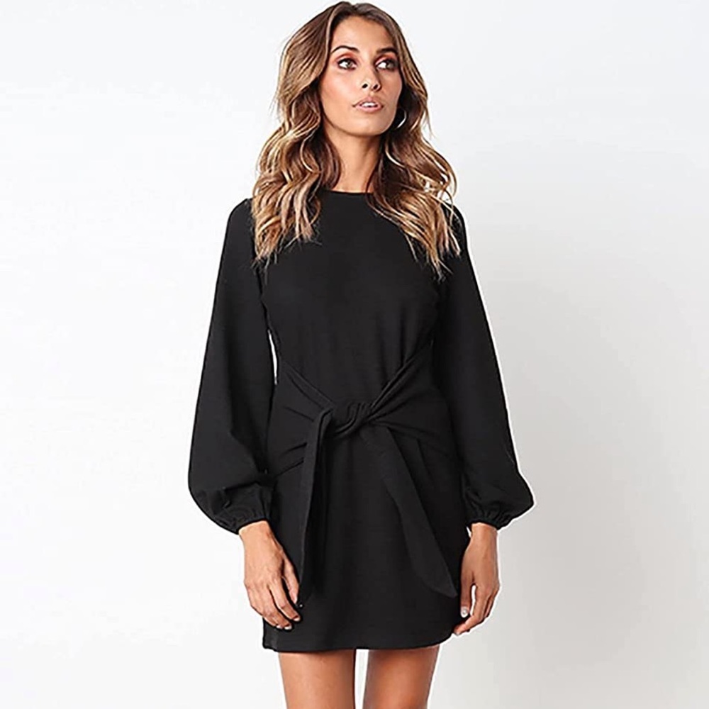 Black long sleeve wrap cocktail dress, size M. Gently used, great quality!